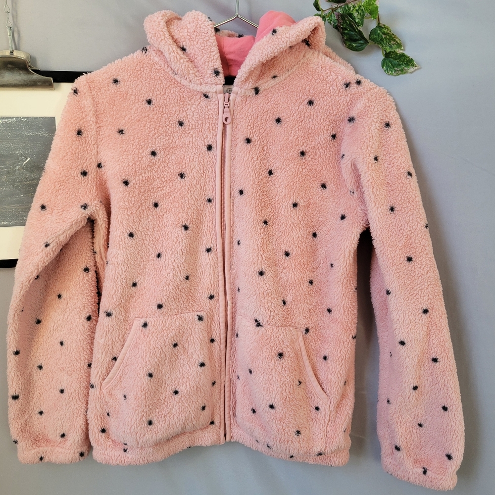 Hanna‎ Andersson Fleece Polka Dot Zip Up Hoodie 150 or 12
